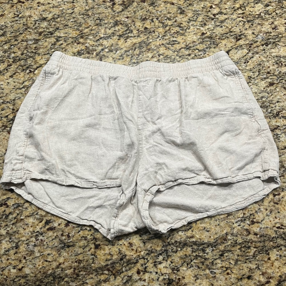Old‎ Navy Womens XXL Linen Blend Comfort Waistband Shorts Oatmeal Beige Casual